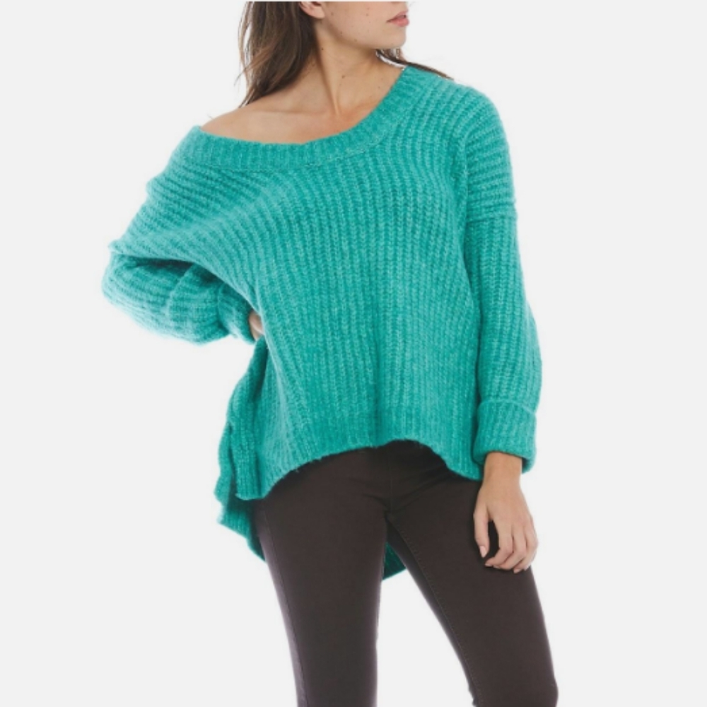 Free People Blue Bell V Neck Sweater
